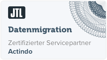 Zertifikat: Datenmigration - Actindo