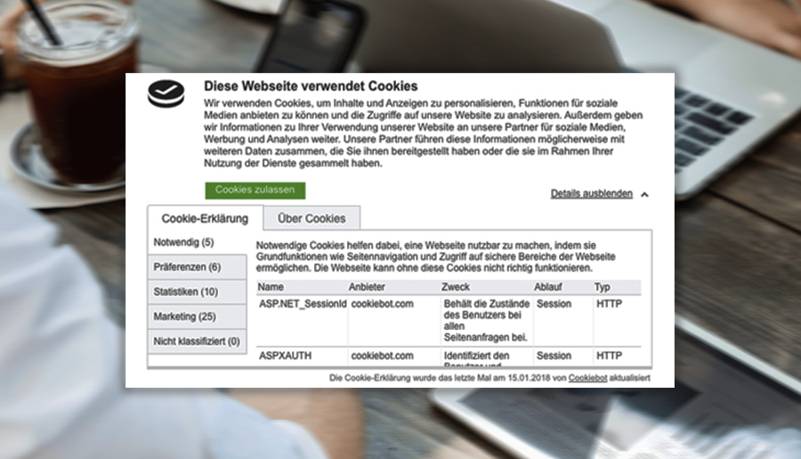Volle Cookie Kontrolle