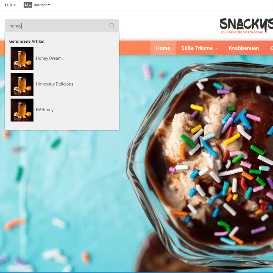 Modus Dropdown der Live-Suche